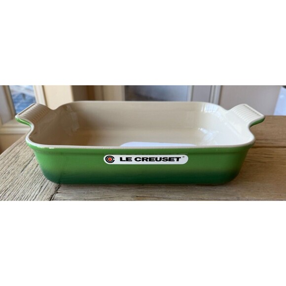Le Creuset Stoneware Heritage Rectangular Dish 32 cm 4 qt. Bamboo Green NEW - Picture 2 of 7